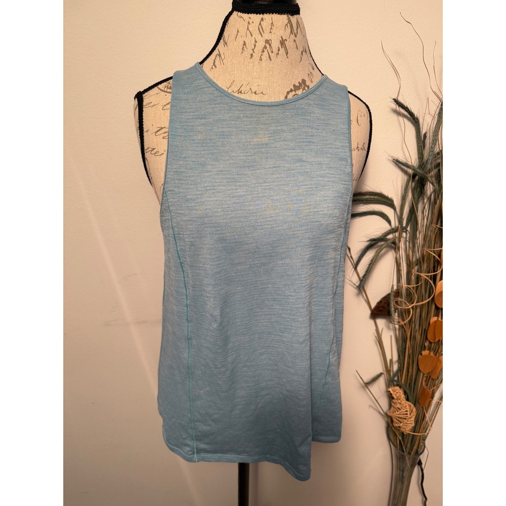 LULULEMON Tank Top Women Blue Heathered Open Back Workout Gym Activewear